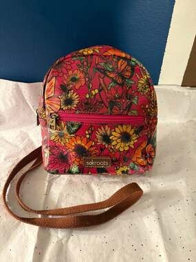 Sakroots Mini Crossbody Backpack Raspberry In Bloom Floral